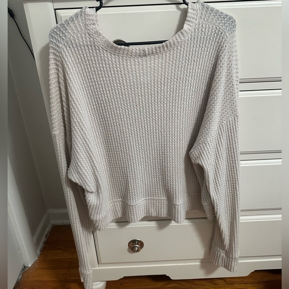 American Eagle Outfitters Cream Waffle Knit Cardigan - Picture 3 of 3